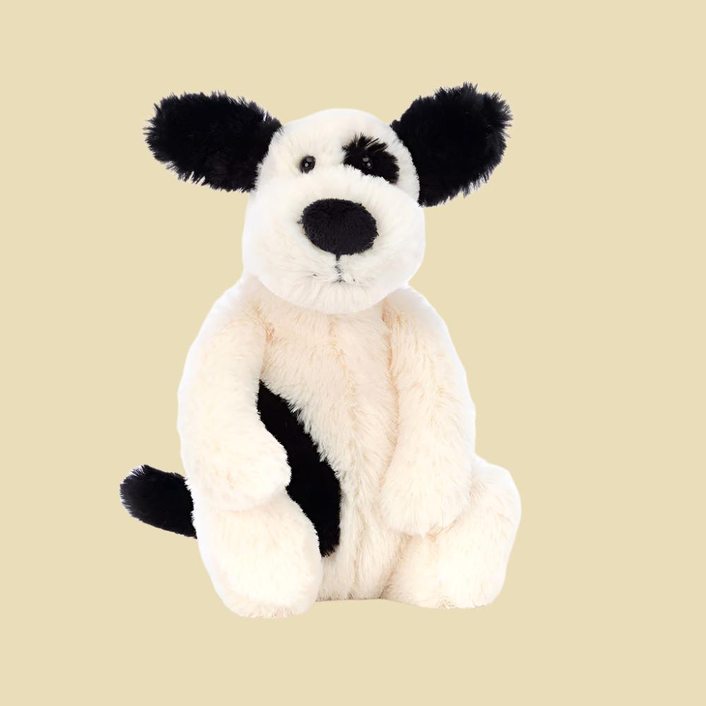 Jellycat Bashful Black & Cream Puppy 1